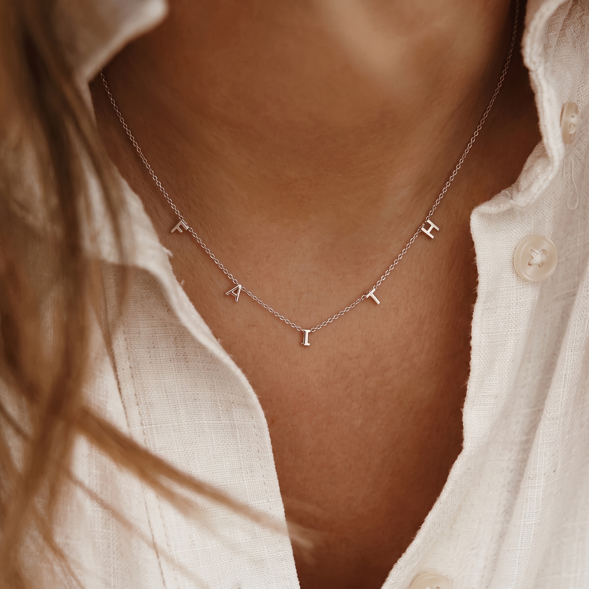 Versatile 925 Sterling Silver Letter 'FAITH' Necklace